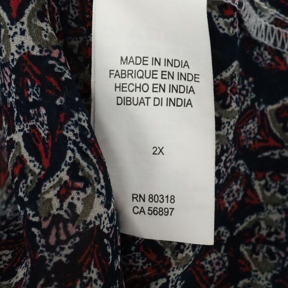 Lucky Brand Top Plus Size 2X Red Black White Sheer Chiffon Blouse Casual Career - Picture 16 of 16